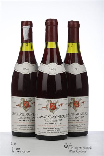 CHASSAGNE MONTRACHET ROUGE CLOS ST JEAN 1998 - Jean Marc Morey - 3 Bottles