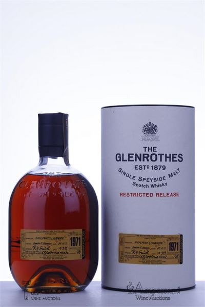 GLENROTHES RESTRICTED RELEASE 1971 - Distillery - 43 ABV, Distilled 29/10/1971, Approved 10/03/1999, Bottled 1999 - 1 Bottle - Tube