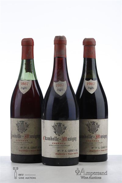 CHAMBOLLE MUSIGNY CHARMES 1967 - Mme Vve A Clerget - 3 Bottles