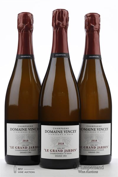 VINCEY LE GRAND JARDIN CHARDONNAY D'OGER GRAND 2018 - Domaine Vincey - degorgé 10/2022 - 3 Bottles