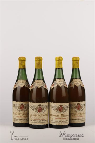 CHASSAGNE MONTRACHET BLANC 1959 - Delagrange Bachelet - 4 Bottles