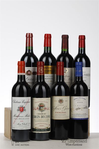 MIXED LOT BORDEAUX 8 BOTTLES NV - 2000 La Marzelle / 2000 Boyd Cantenac / 2000 Poujeaux / 2000 La Grave a Pomerol / 2000 Lafleur Gazin / 2000 Croizet Bages / 2000 Larcis Ducasse / 2000 Sociando Mallet - 1 Bottle