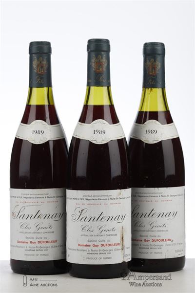 SANTENAY CLOS GENETS 1989 - Guy Dufouleur - 3 Bottles