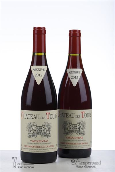 VACQUEYRAS CHATEAU DES TOURS *2012 + 1*2013  - Reynaud - 2 Bottles