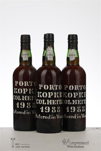KOPKE COLHEITA PORT 1988 - Kopke - Bottled in 1996 - 3 Bottles