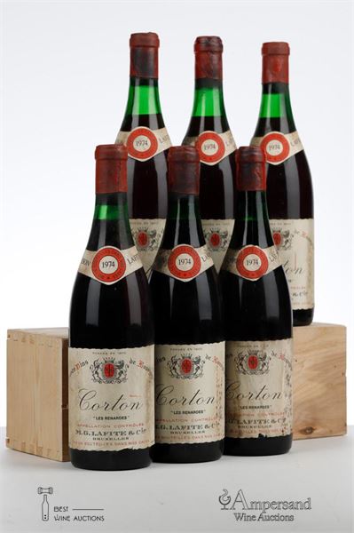 CORTON LES RENARDES 1974 - Lafite - 6 Bottles