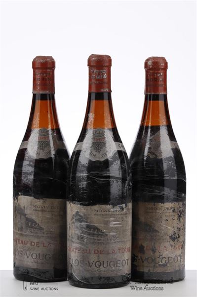 CLOS VOUGEOT 1957 - Chateau de la Tour - 3 Bottles