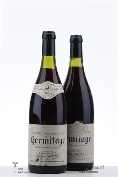 HERMITAGE ROUGE LA COTE DE SEIGNEURS 1994 - Lyliane Saugere - 2 Bottles