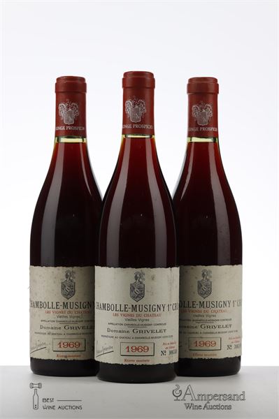 CHAMBOLLE MUSIGNY 1 ER CRU LES VIGNES DU CHATEAU VIEILLES VIGNES 1969 - Grivelet - 3 Bottles