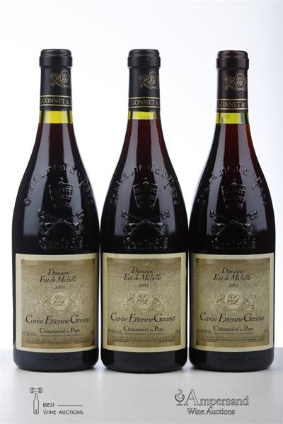 CHATEAUNEUF DU PAPE CUVEE ETIENNE GONNET 1*2001 + 1*2003 + 1*2004  - Domaine Font de Michelle - 3 Bottles