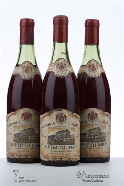 SANTENAY LA COMME 1966 - Chateau de la Maltroye - Marcel Picard  - 3 Bottles