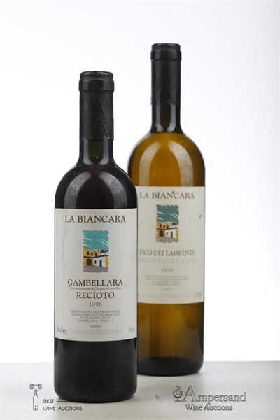 GAMBELLARE RECIOTO 1*1996 + PICO DEI LAORENTI BIANCO 1*1998  - La Biancara - 1 x 1* 0,375 + 1* 0,750Ltr