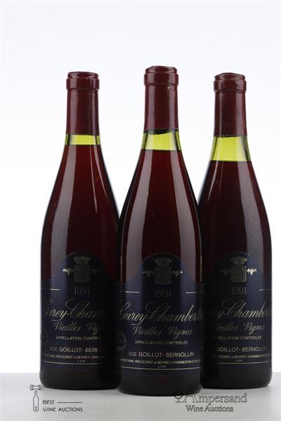 GEVREY CHAMBERTIN VIEILLES VIGNES 1991 - Goillot Bernollin - 3 Bottles