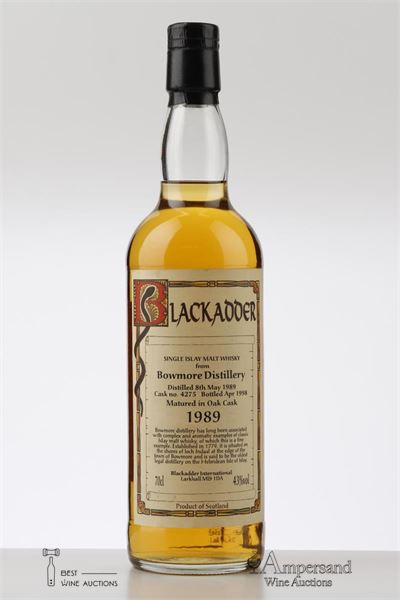 1989 BOWMORE BLACKADDER  - Bottled in 1998   - Cask n° 4275 - Matured in oak cask - 1 Bottle