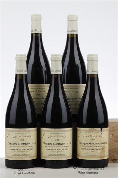 CHASSAGNE MONTRACHET CLOS DE LA BOUDRIOTTE VIEILLES VIGNES 1997 - Vincent Girardin - 5 Bottles