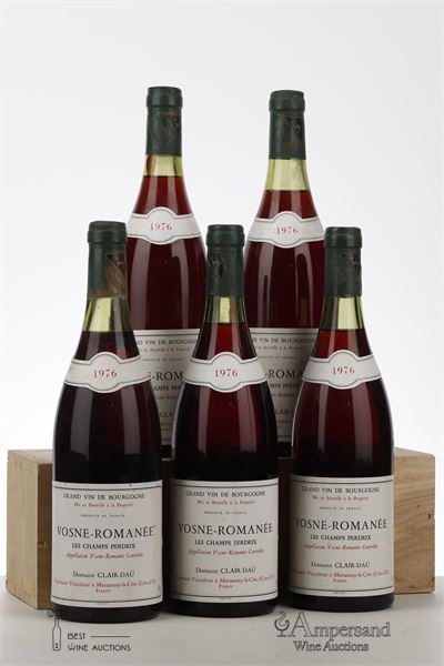 VOSNE ROMANEE LES CHAMPS PERDRIX 1976 - Clair Dau - 5 Bottles