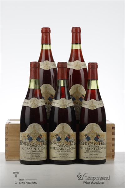 HOSPICES DE NUITS NUITS ST GEORGES LES MALADIERES CUVEE GRANGIER 1979 - Dupard Aine - 5 Bottles