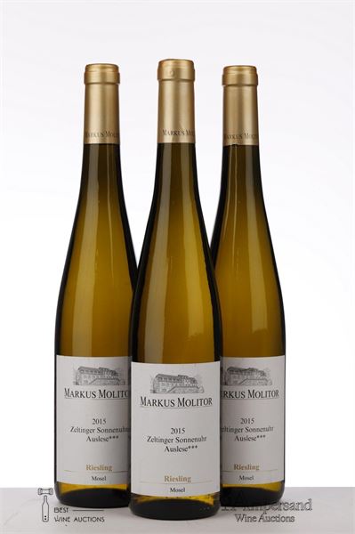 RIESLING ZELTINGER SONNENUHR AUSLESE *** GOLD CAPSULE 2015 - Markus Molitor - 3 Bottles