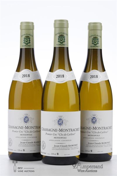 CHASSAGNE MONTRACHET BLANC CLOS DU CAILLERET 2018 - Ramonet - 3 Bottles