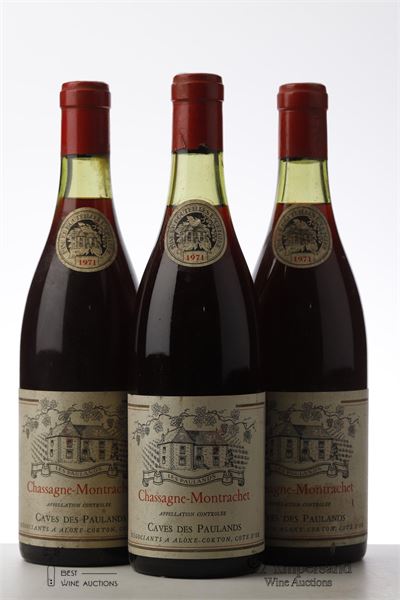 CHASSAGNE MONTRACHET 1971 - Caves des Paulands - 3 Bottles