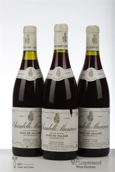 CHAMBOLLE MUSIGNY CLOS DU VILLAGE 1993 - Antonin Guyon - 3 Bottles