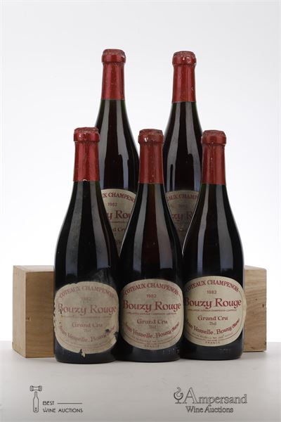 COTEAUX CHAMPENOIS BOUZY ROUGE 1982 - Jean Vesselle - 5 Bottles