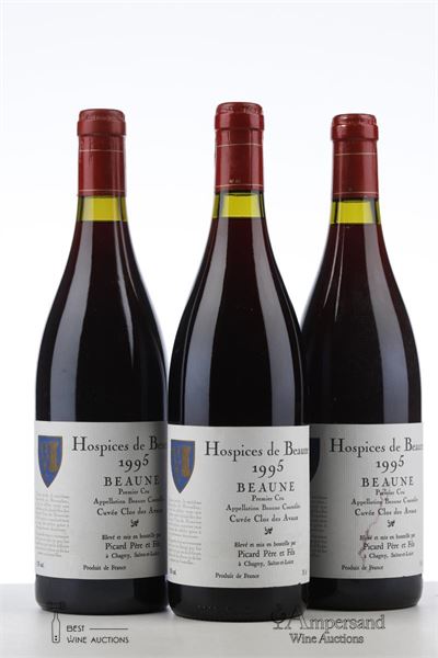 BEAUNE HOSPICES DE BEAUNE CUVEE CLOS DES AVAUX 1995 - Picard - 3 Bottles