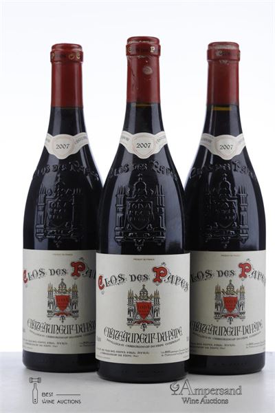 CHATEAUNEUF DU PAPE CLOS DES PAPES 2007 - Paul Avril - 3 Bottles
