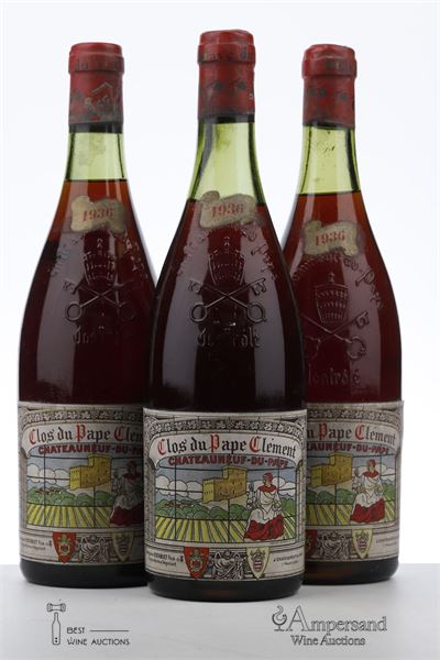 CHATEAUNEUF DU PAPE CLOS DU PAPE CLEMENT 1936 - Antonin Establet - 3 Bottles