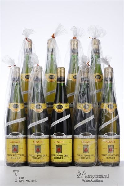 TOKAY PINOT GRIS SELECTION DE GRAINS NOBLES 1990 - Hugel - 9 Bottles