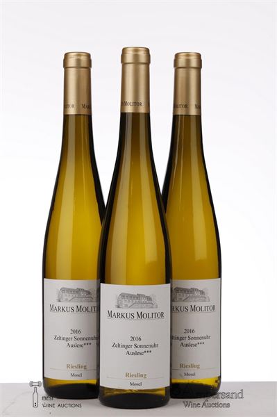 RIESLING ZELTINGER SONNENUHR  AUSLESE *** GOLD CAPSULE 2016 - Markus Molitor - 3 Bottles