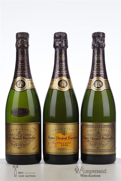 VEUVE CLICQUOT PONSARDIN VINTAGE RESERVE TRILOGIE 1988/1989/1990 NV - Veuve Clicquot Ponsardin - 3 Bottles - Owc 3