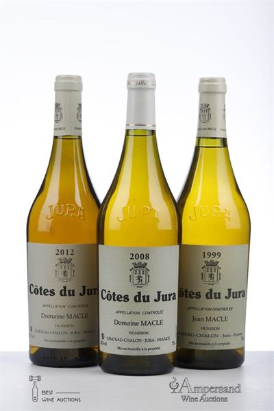 COTES DU JURA BLANC 1*1999 + 1*2008 + 1*2012  - Jean Macle - 3 Bottles