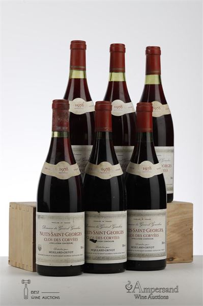 NUITS ST GEORGES CLOS DES CORVEES DOMAINE DE GENERAL GOUACHON 1978 - Moillard Grivot - 6 Bottles