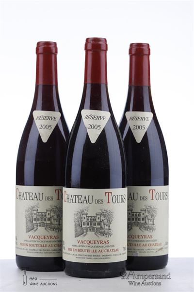 VACQUEYRAS CHATEAU DES TOURS 2005 - Reynaud - 3 Bottles