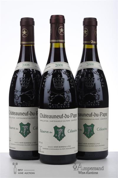 CHATEAUNEUF DU PAPE RESERVE DES CELESTINS 2008 - Henri Bonneau - 3 Bottles