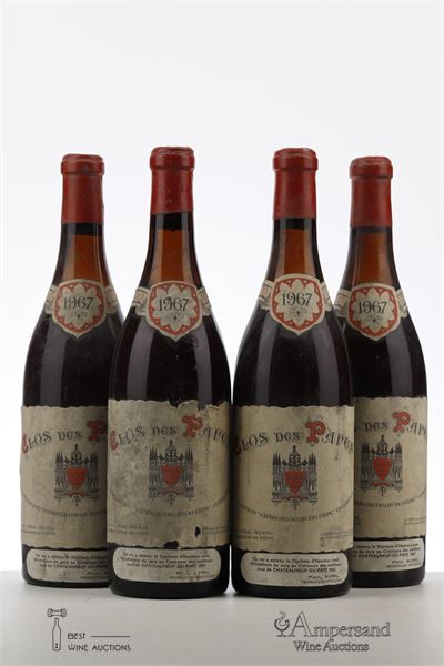 CHATEAUNEUF DU PAPE CLOS DES PAPES 1967 - Paul Avril - Mb - 4 Bottles