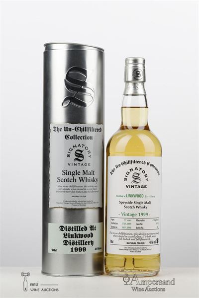 LINKWOOD 17 Y SINGLE MALT 1999 - Signatory - 46,0 ABV - Distilled 1999 - Bottled 2016 - Hogshead - Cask no: 6174 - Bottle no: 88 - 1 Bottle - Tube