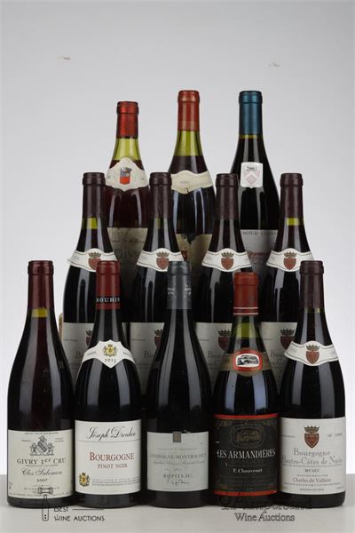 LOT BURGUNDY RED MIXED - Various - 12 Bottles
