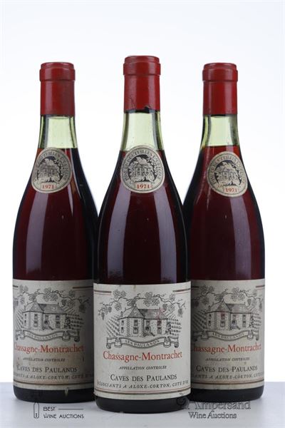 CHASSAGNE MONTRACHET 1971 - Caves des Paulands - 3 Bottles