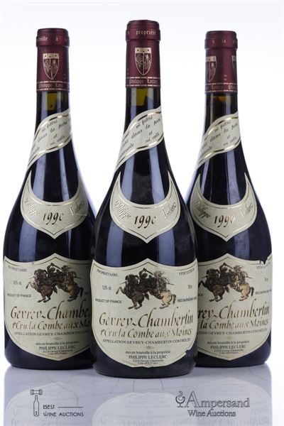 GEVREY CHAMBERTIN LA COMBE AUX MOINES 1990 - Philippe Leclerc - 3 Bottles