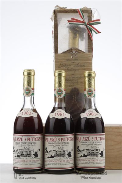 MIXED LOT TOKAJI ASZU 5 PUTTONYOS 1956 - 1981 NV - Gazdasagi - Satoraljaujhely - 3 x 0,500Ltr - 1*Owc 1