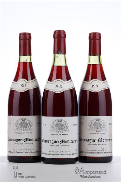 CHASSAGNE MONTRACHET 1981 - B. Bachelet - 3 Bottles