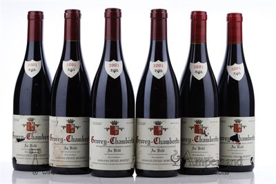GEVREY CHAMBERTIN AU VELLE 2001 - Denis Mortet - 6 Bottles