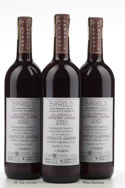 BAROLO DEL COMUNE DI GRINZANE CAVOUR 2021 - Canonica - 3 Bottles