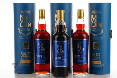 KAVALAN SOLIST VINHO BARRIQUE CASK STRENGHT - Kavalan - Alc 59,4% - Bottle 157 + 159 + 160/239 - 3 Bottles - Oc 1