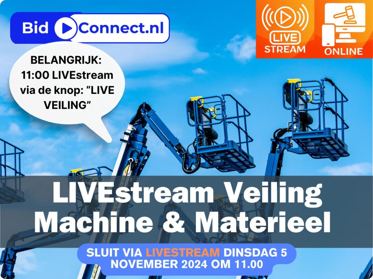 5 November 11:00 |ONLINE VEILING MACHINE & MATERIEEL