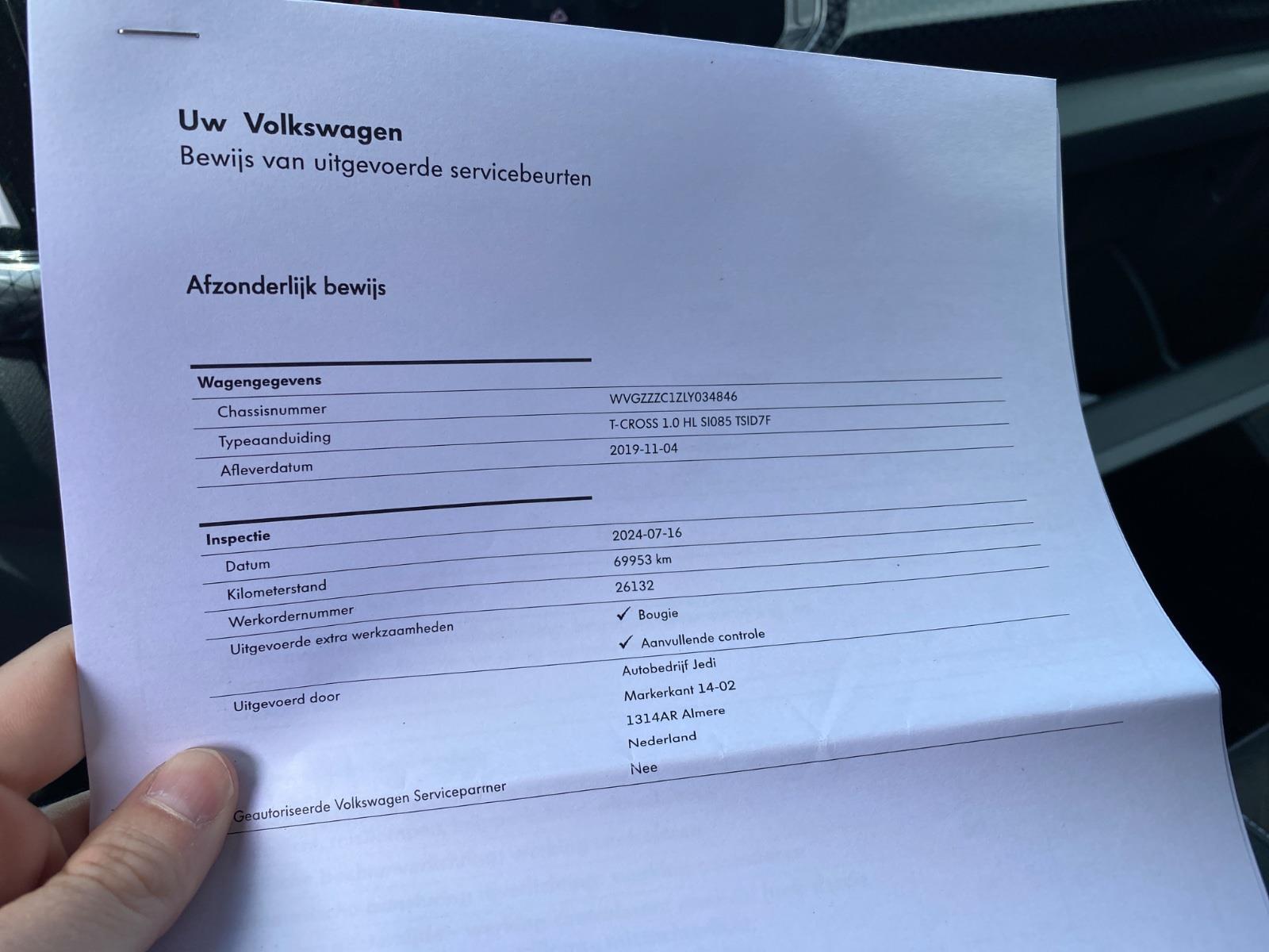 Volkswagen T-Cross 1.0 TSI Style | 2019 | 109.010 km | Automaat | G772NB | NAP: Logisch