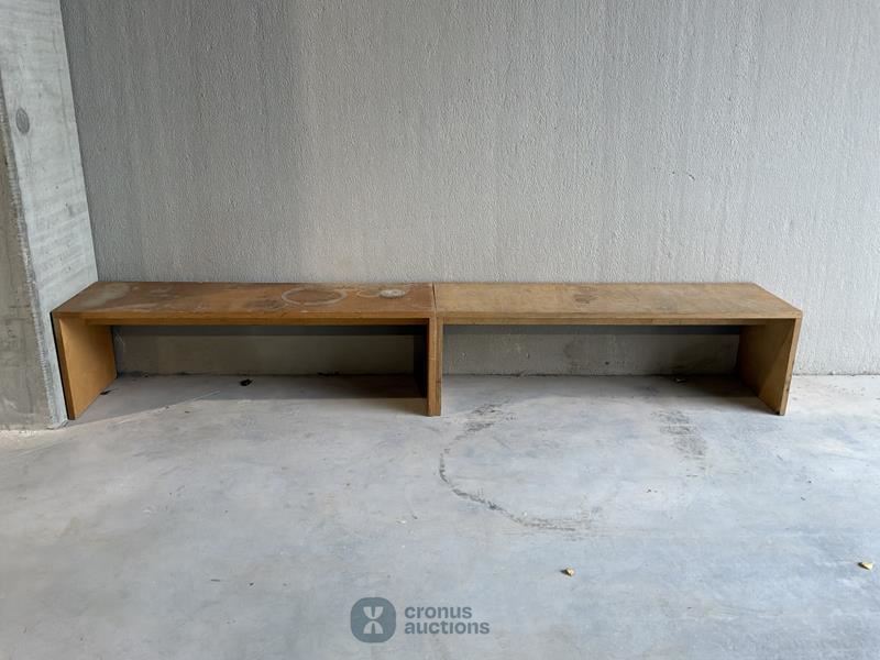 2 wooden benches