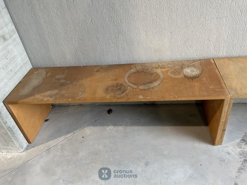 2 wooden benches